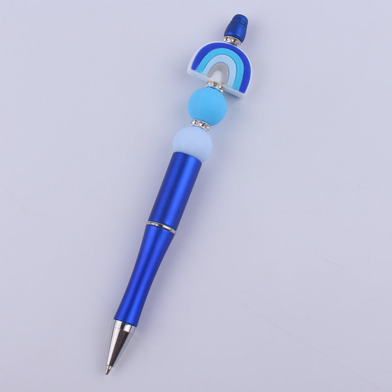 Wholesale Beadable Pens Rainbow Silicone Beads Plastic Ballpoint Pen
