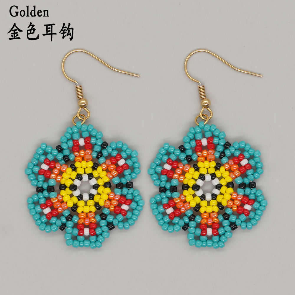 Wholesale Flower Colored Glass Beads Earrings