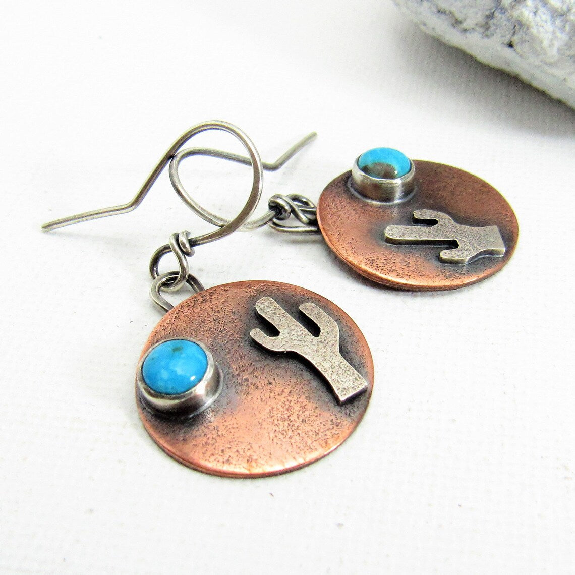 Wholesale disc blue turquoise ethnic style alloy Earrings