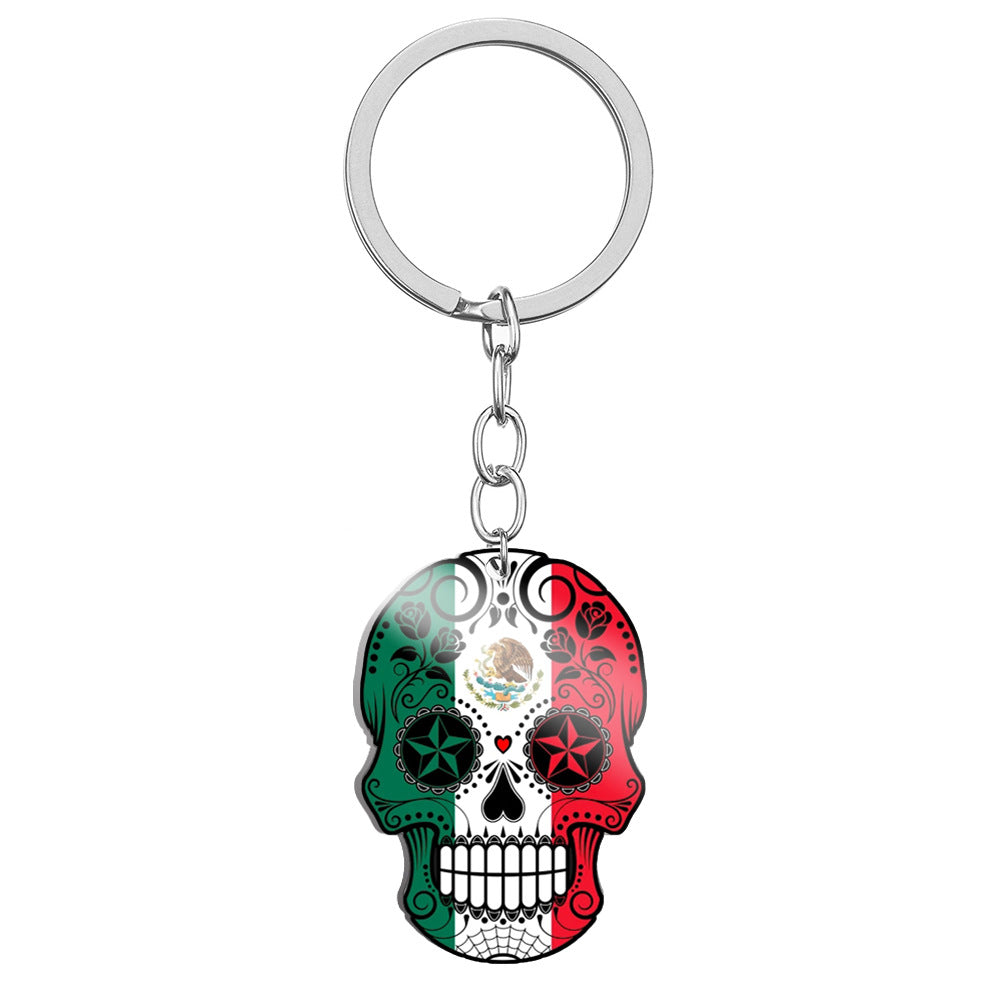 Wholesale Flag Skull Stainless Steel Keychain