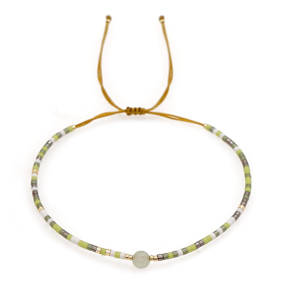 Venta al por mayor Pulsera de vidrieras de piedras semipreciosas bohemias