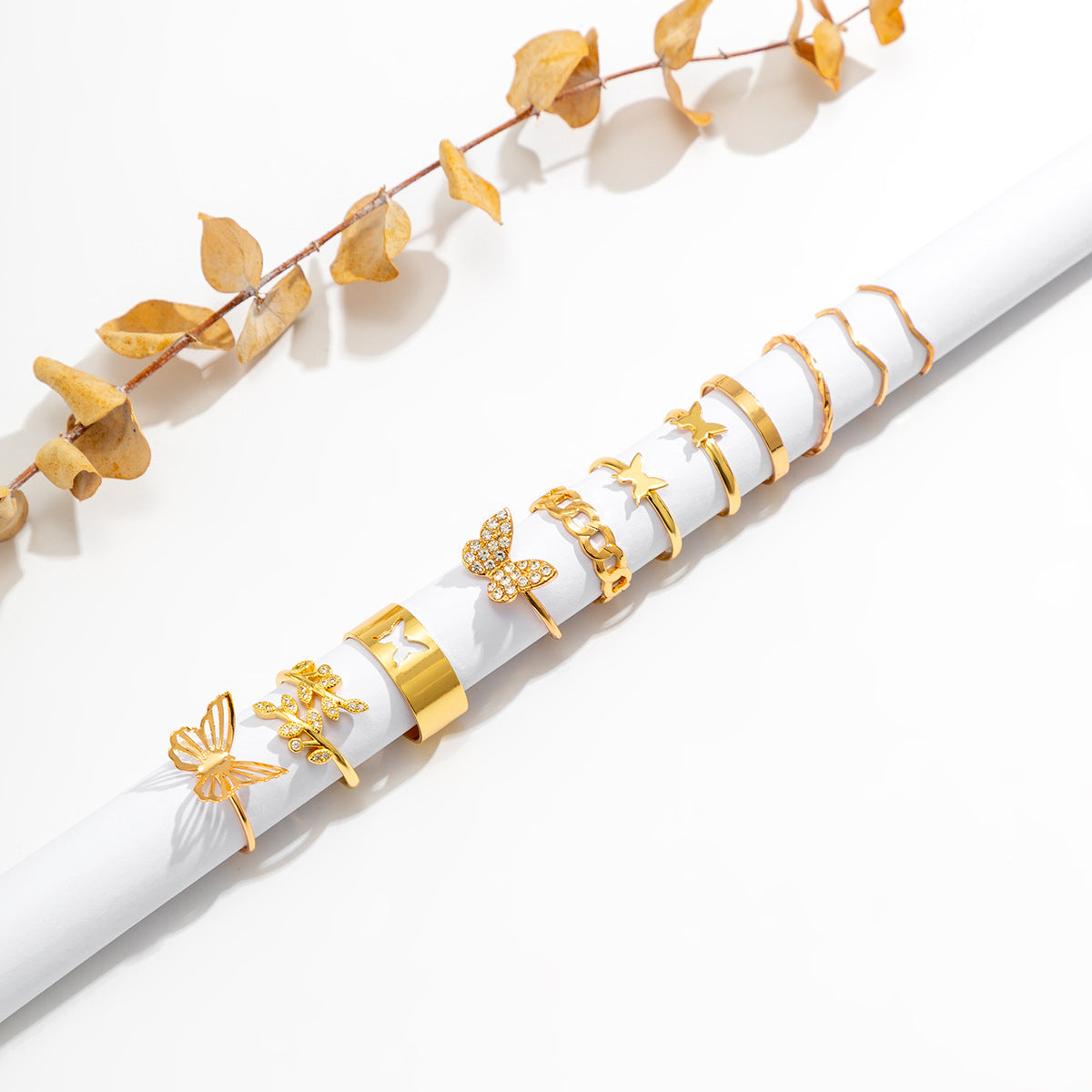 Wholesale Diamond Little Butterfly Star Moon Set Alloy Ring