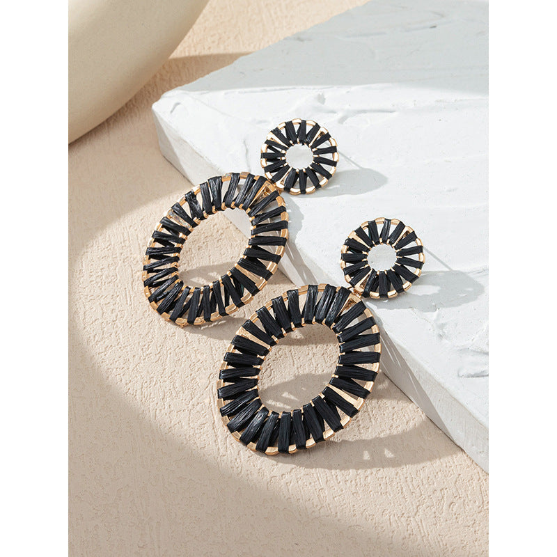 Wholesale Colorful Raffia Alloy Earrings