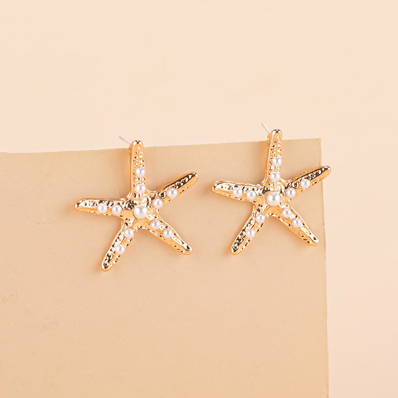 Wholesale Ocean Breeze Starfish Gradient Alloy Ear Studs