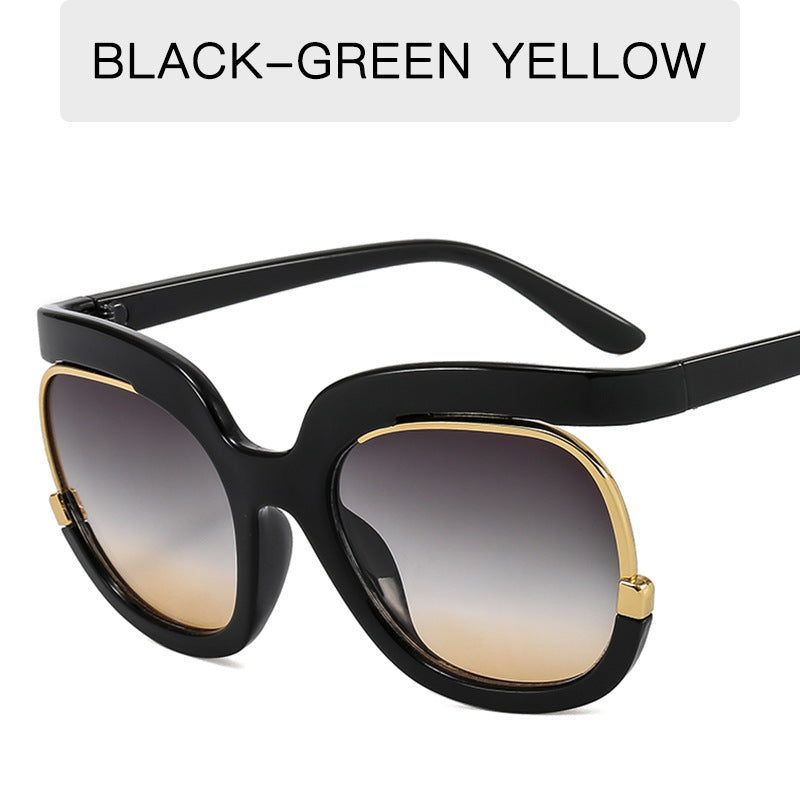Wholesale PC Contrasting Color Big Frame Round Sunglasses