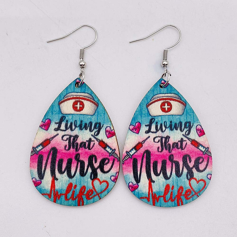 Pendientes De Madera De Lágrima Del Día De Las Enfermeras al por mayor