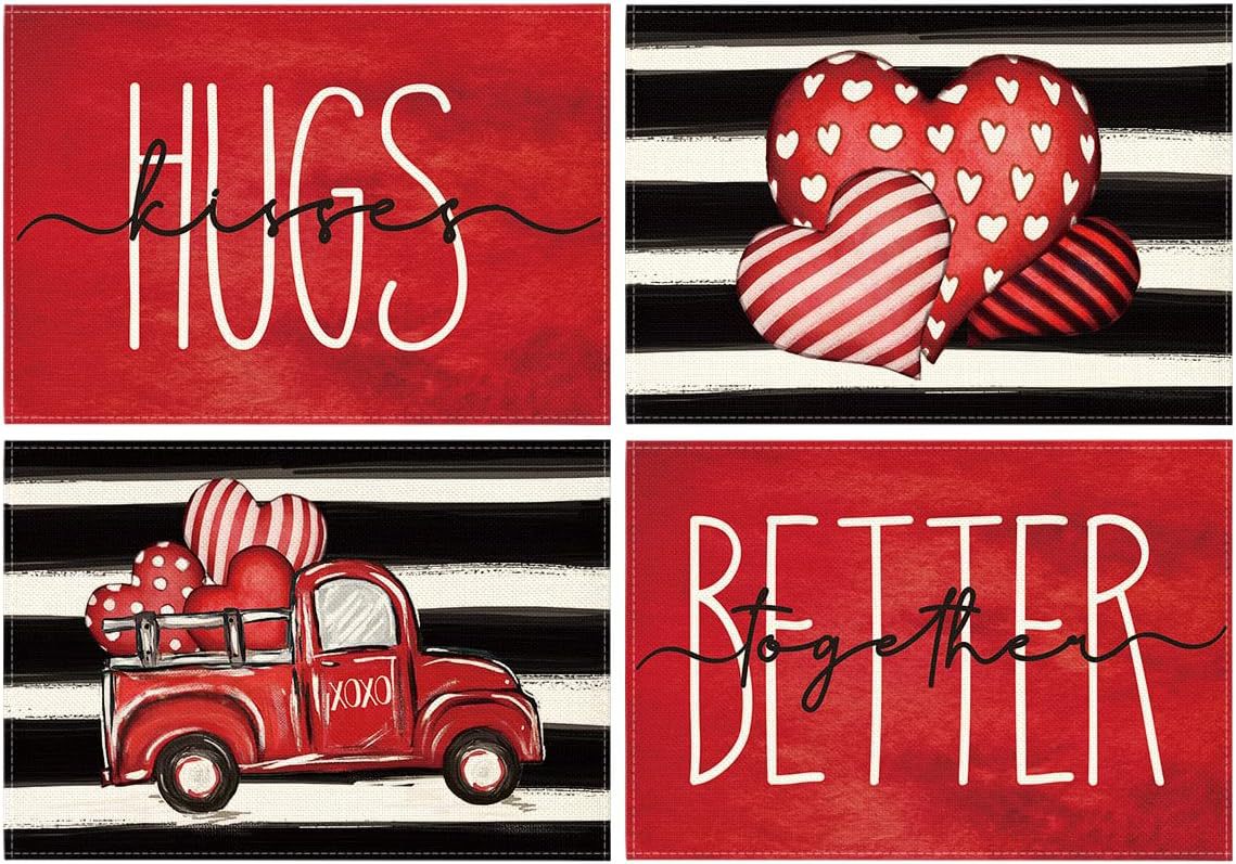 Wholesale Valentine's Day Polyester Table Flag and Mat Set