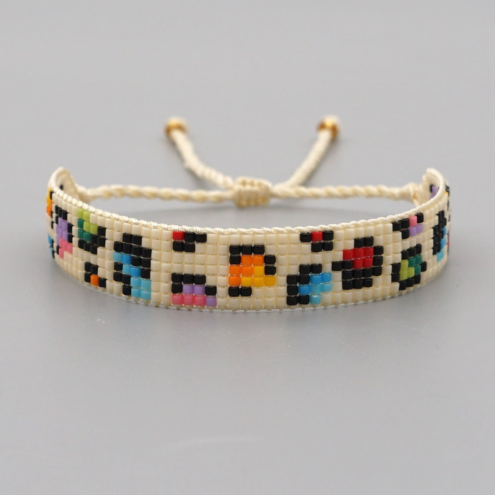 Venta al por mayor Devil Eyes Rainbow Leopard Glass Bracelet