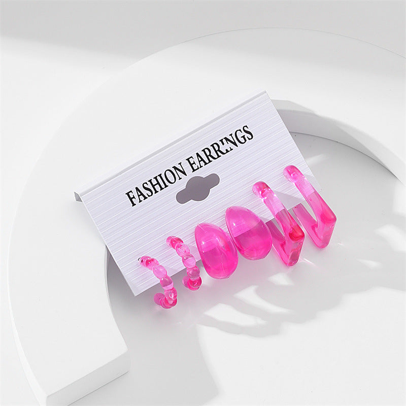 Wholesale Solid Color Flower Acrylic Earrings Set