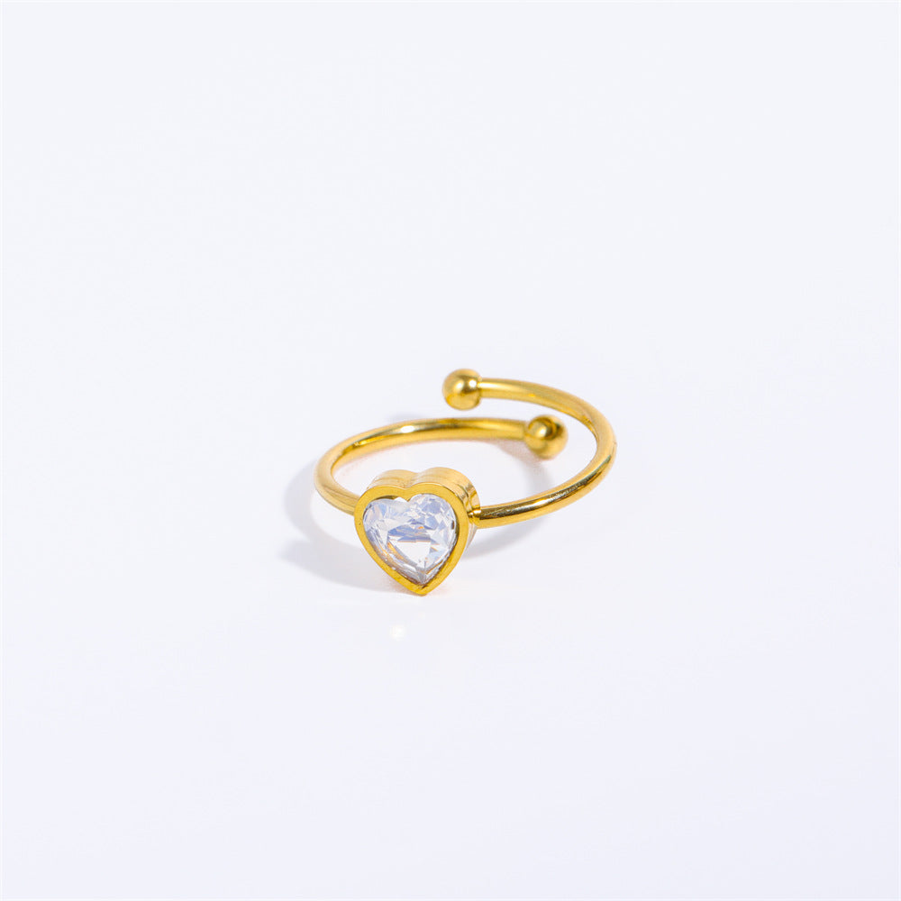 Wholesale Stainless Steel Open Heart Plated 18K Gold Ring