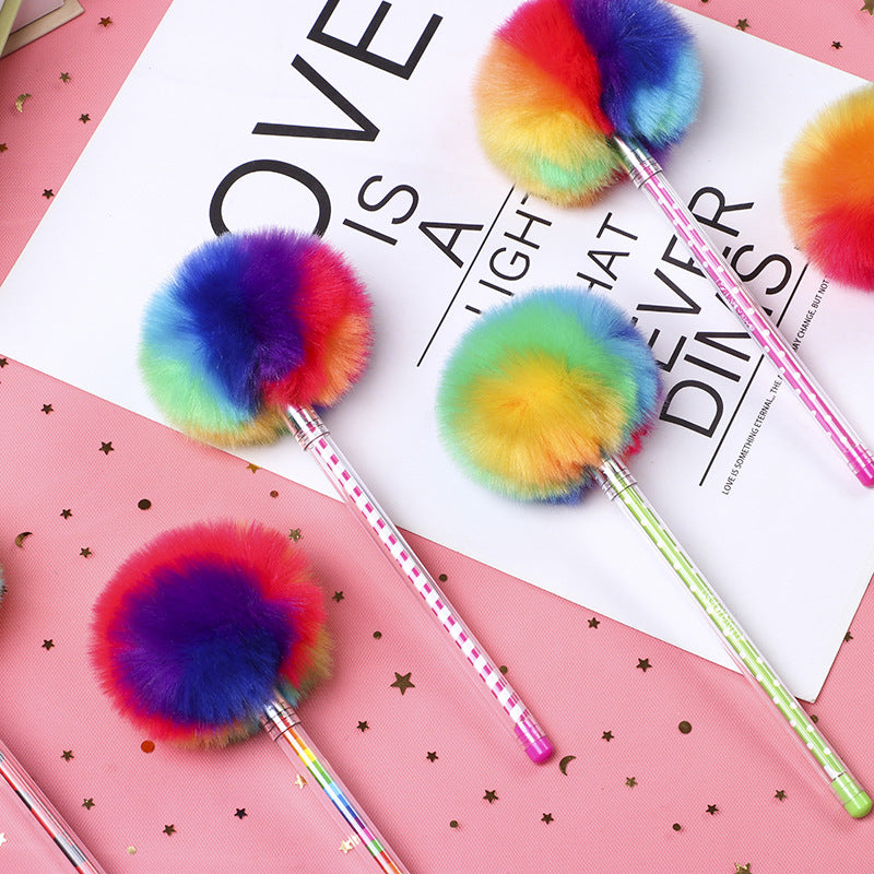 Wholesale Plastic Colored Fur Ball Pens
