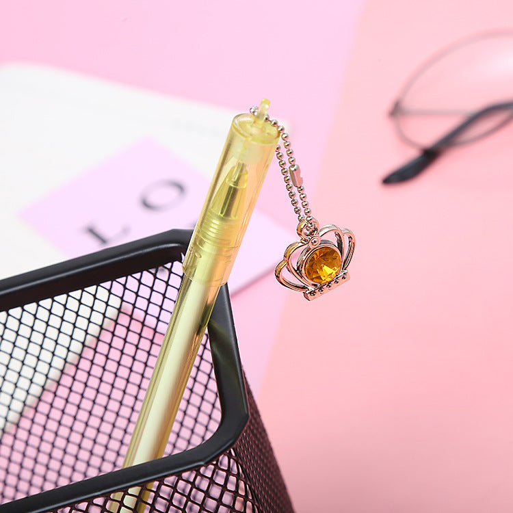 Wholesale Plastic Crown Stone Pendant Ballpoint Pen