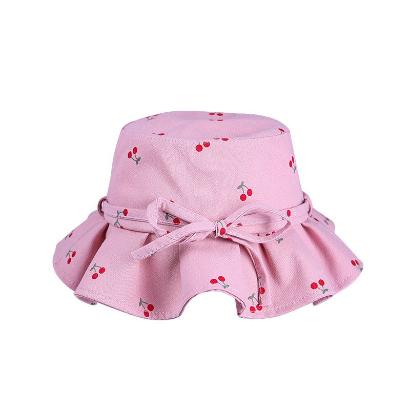 Sombrero de pescador para niños con volantes y lazo de algodón al por mayor
