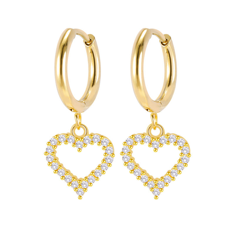 Wholesale Hollow Heart Earrings Copper