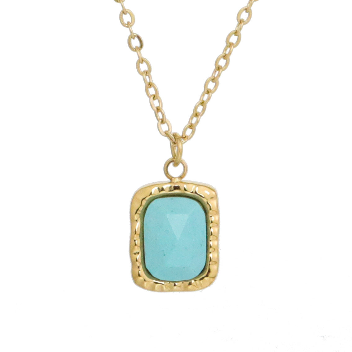 Wholesale 20PCS Natural Stone Square Brand Titanium Steel Retro Multi-layer Turquoise Necklace