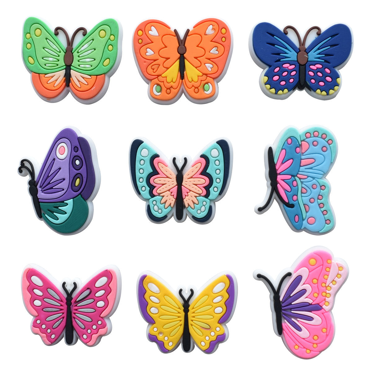 100pcs 100pcs PVC Colorful Butterfly Series Hebilla de zapato de bricolaje