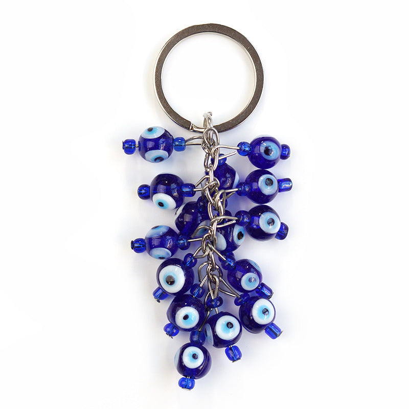 Wholesale Glass Grape Bunch Devil Eye Keychain