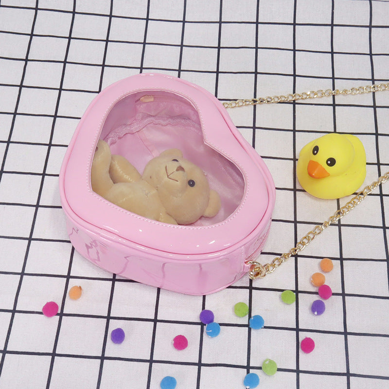 Wholesale PVC Transparent Heart Chain Shoulder Bag