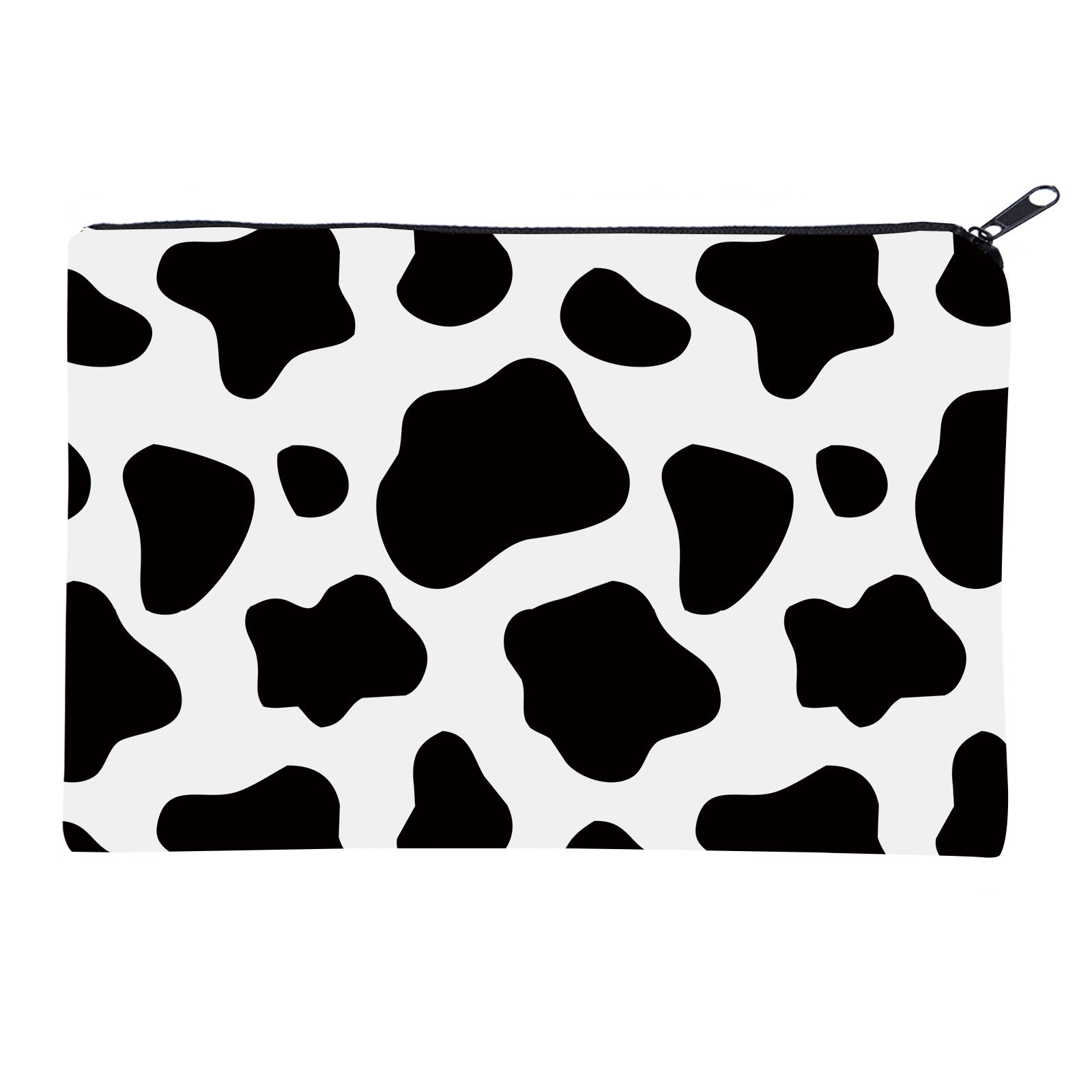 Wholesale Polyester Black and White Dairy Cow Printing Cosmetic Storage Bag