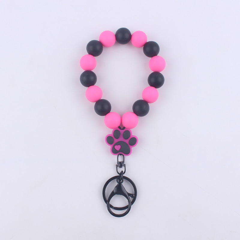 Wholesale Cartoon Silicone Dog Claw Handmade Beaded Wrist Keychain