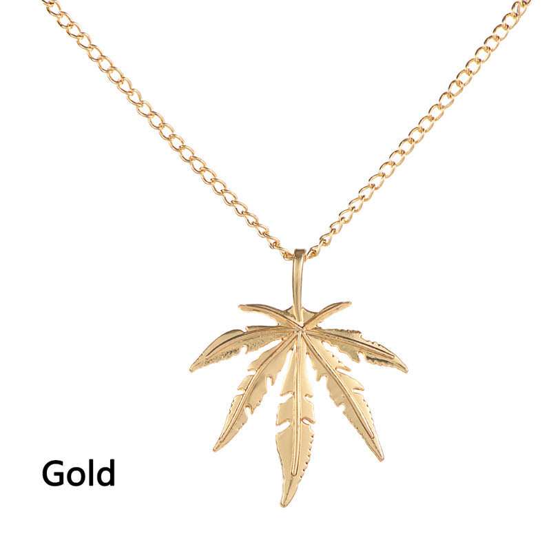 Wholesale Titanium Steel Maple Leaf Men's Metal Necklaces