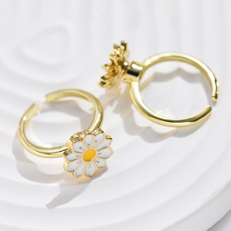 Wholesale Alloy Rotatable Daisy Flower Butterfly Ring