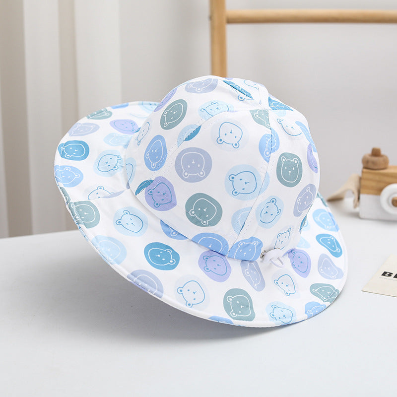 Sombrero de pescador para niños con diseño de osito grande de algodón al por mayor