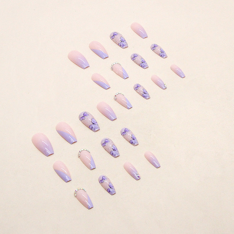 Wholesale Resin Crushed Diamond Ice Cream Taro Purple Butterfly Nail Art