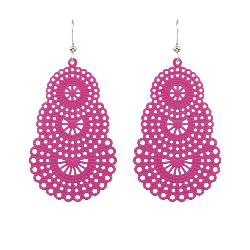 Wholesale Water Drop Gourd Shape Hollow Color Alloy Earrings