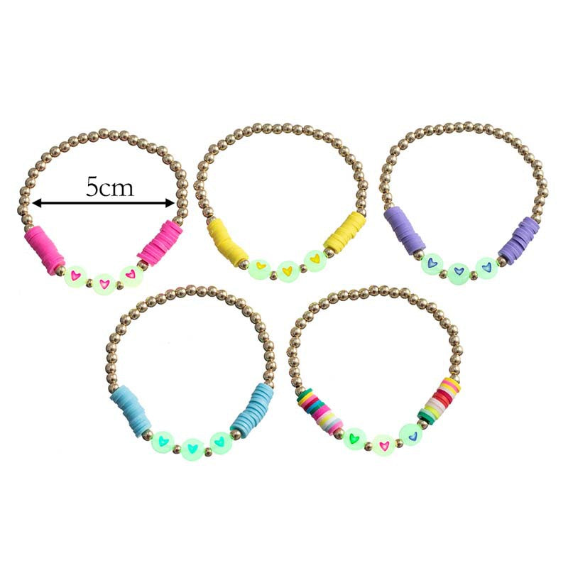 Wholesale Glow in the Dark Heart Acrylic Beaded Bracelet Set of 5