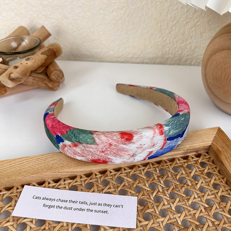 Wholesale Fabric Oil Painting Embossed Color Girls Headbands