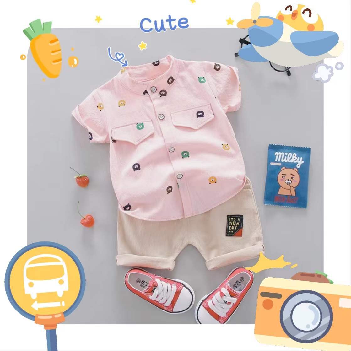 Wholesale Cotton Cartoon Triceratops Series Infant Set