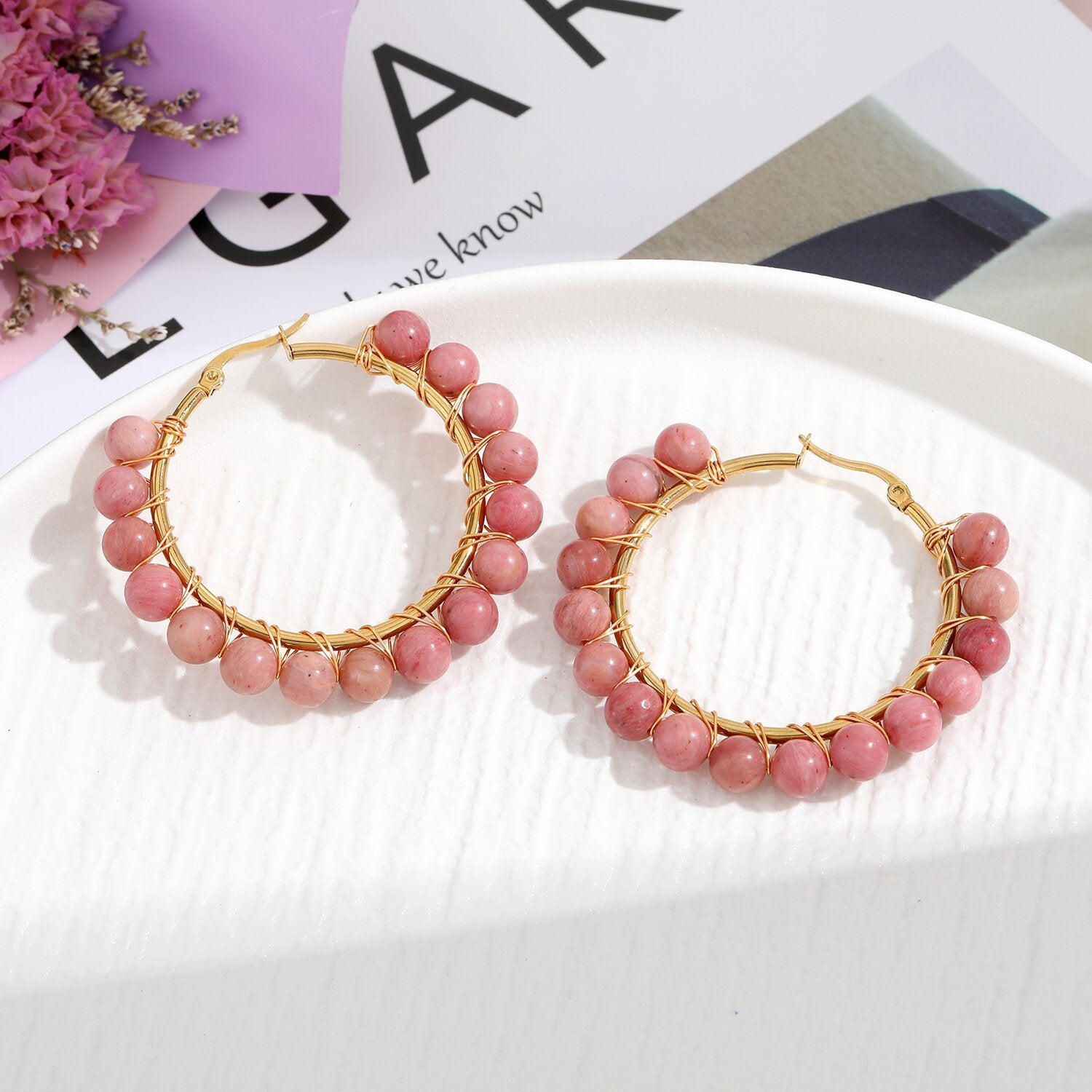 Wholesale Natural Stone Stainless Steel Earrings