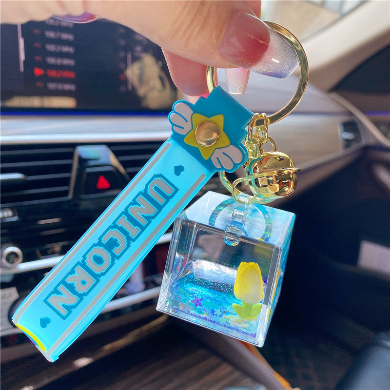 Llavero de botella flotante de tulipanes acrílicos acrílicos al por mayor