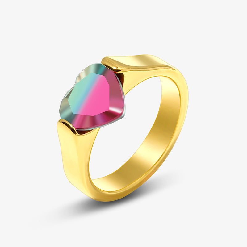 Wholesale Heart Gemstone Stainless Steel Rings