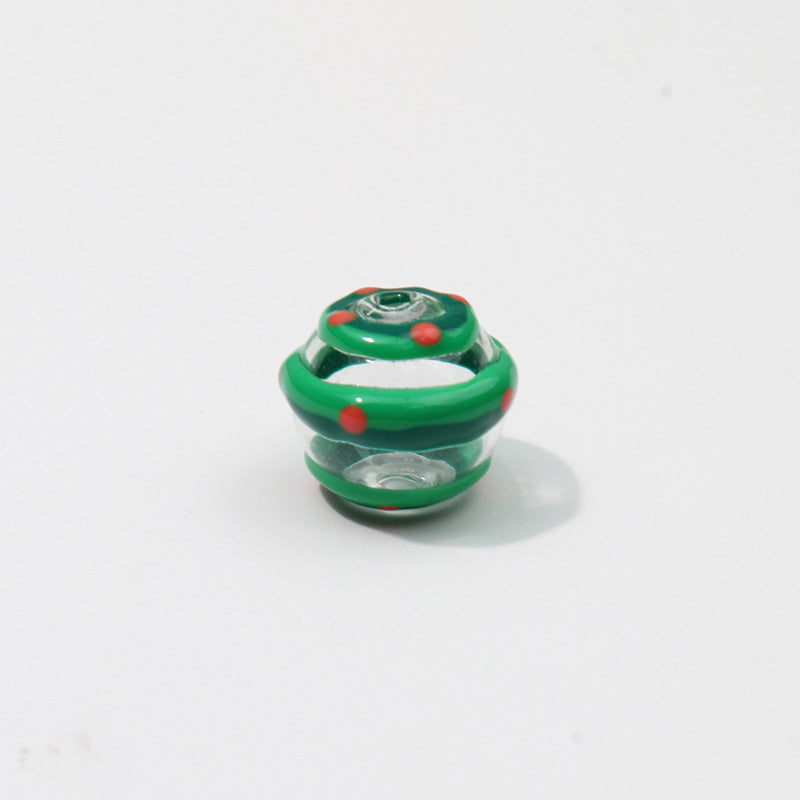 Accesorios de joyería de vidrio hueco pintado a mano al por mayor cuentas