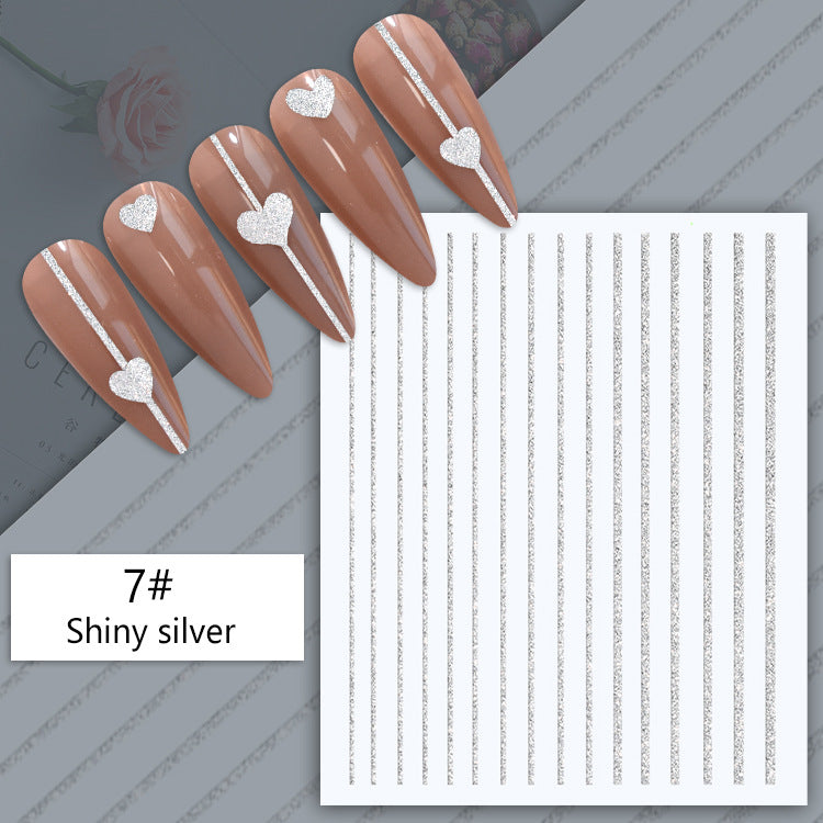 Venta al por mayor Glitter Silver Block Curve French Stripe Curve Mejora de uñas de resina