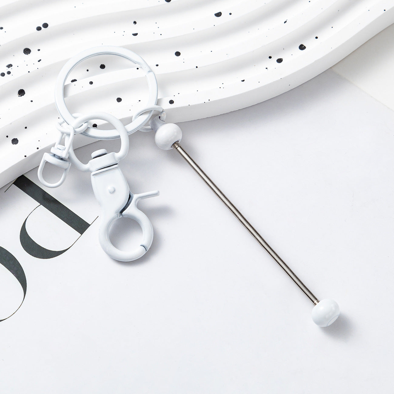 Wholesale Beadable Bar Keychains Handmade Metal Solid Color Keychain