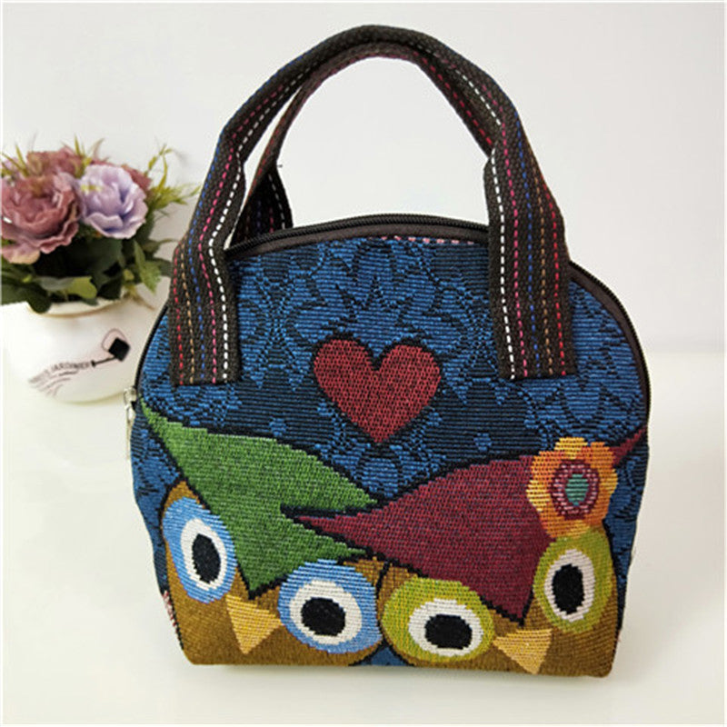 Wholesale Cotton and Hemp Embroidered Shell Type Portable Bag