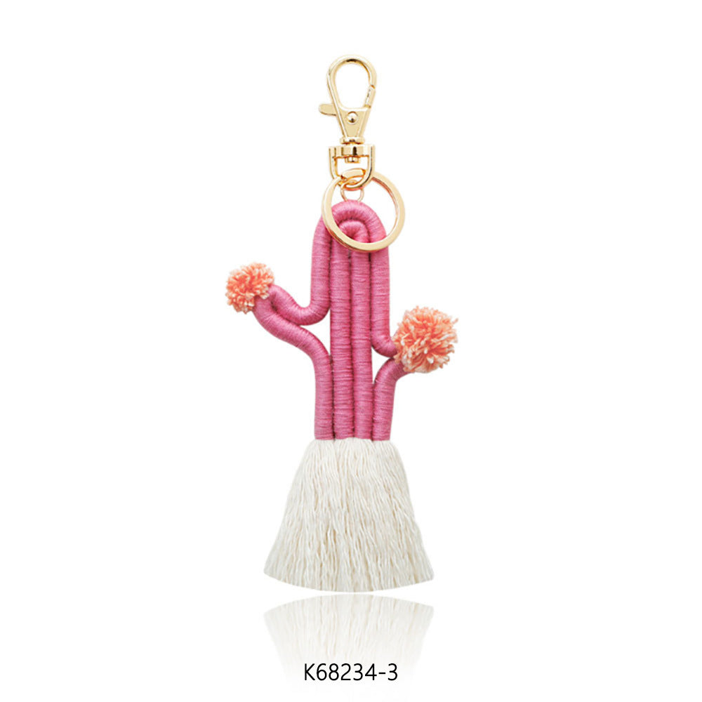 Wholesale hand woven Bohemian cactus keychain
