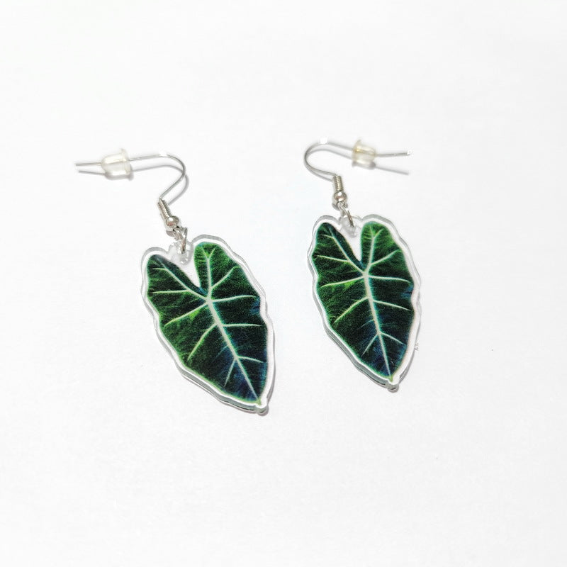 Wholesale Love Pink Leaf Turtle Back Leaf Acrylic Earrings