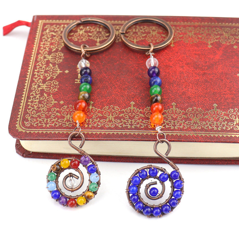 Cadena de llave de piedra natural de cristal de colorido al por mayor