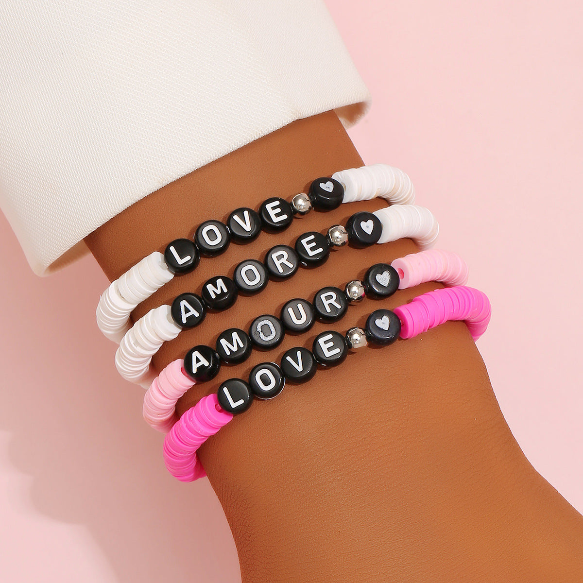 Pulsera De Letras Ahumadas De Colores Mezclados al por mayor