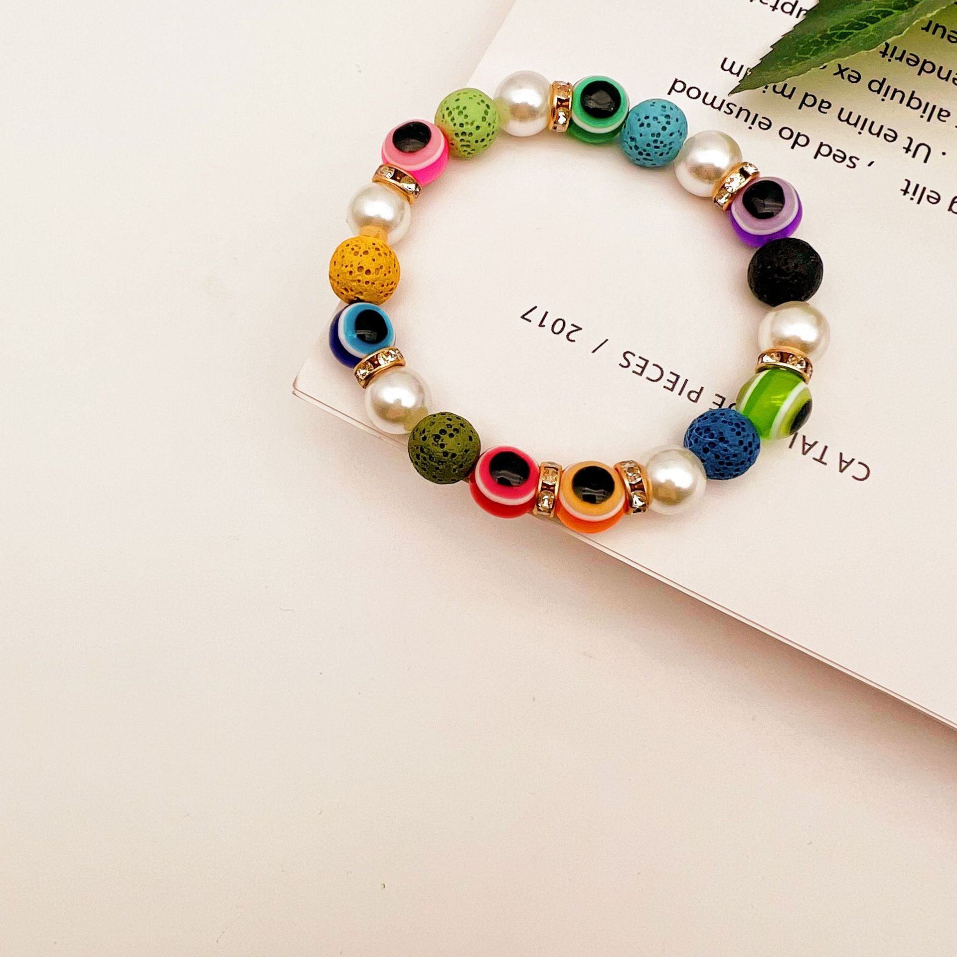 Wholesale Devil Eye Colorful Volcanic Stone Bracelets