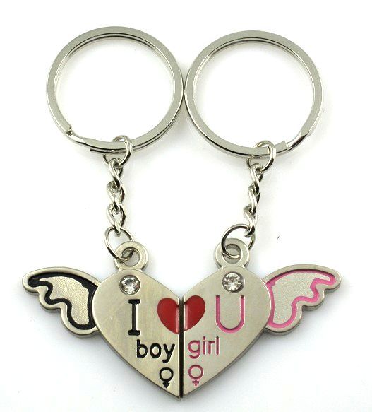 Wholesale Zinc Alloy Lovers Love Key Chains 10PCS