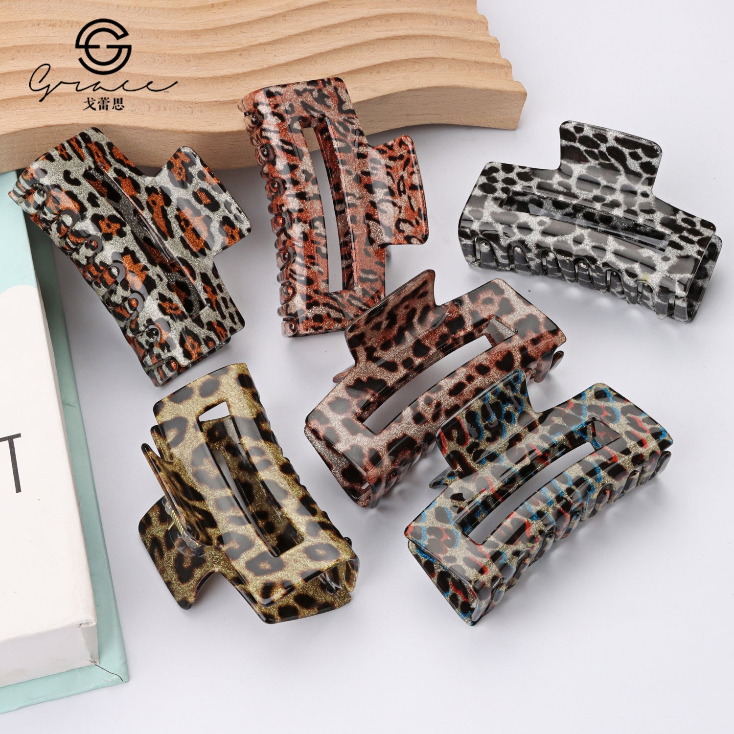 Wholesale Imitation Acetate Leopard Print Grab Clip