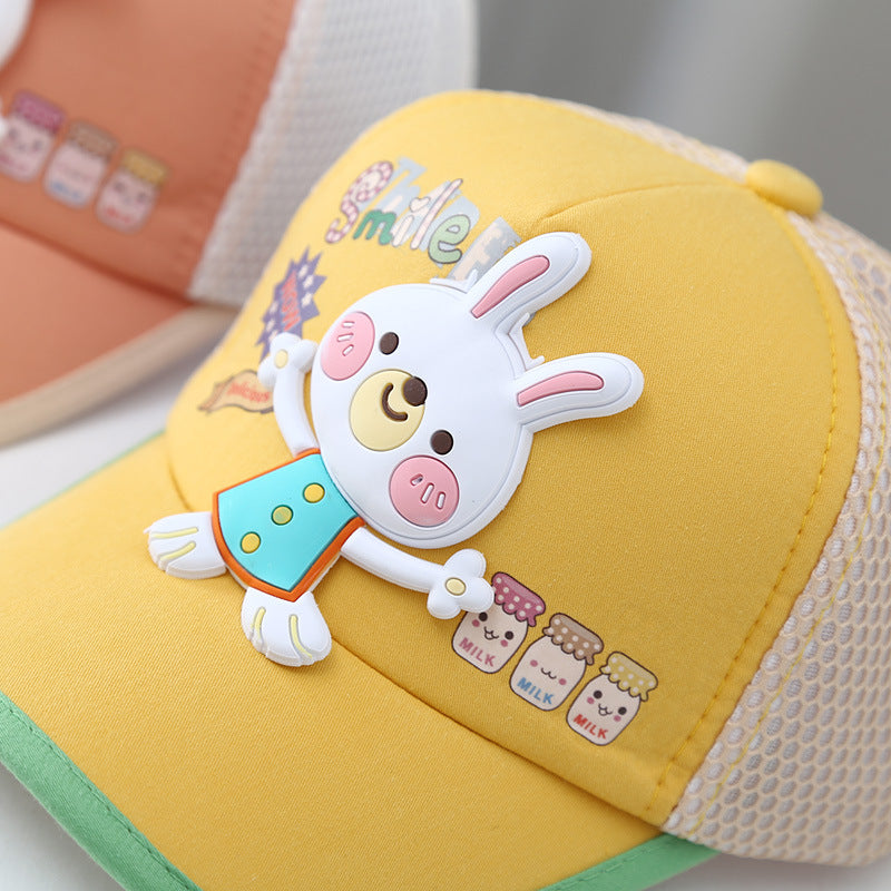 Wholesale Rabbit Print Kids Mesh Cotton Baseball Cap