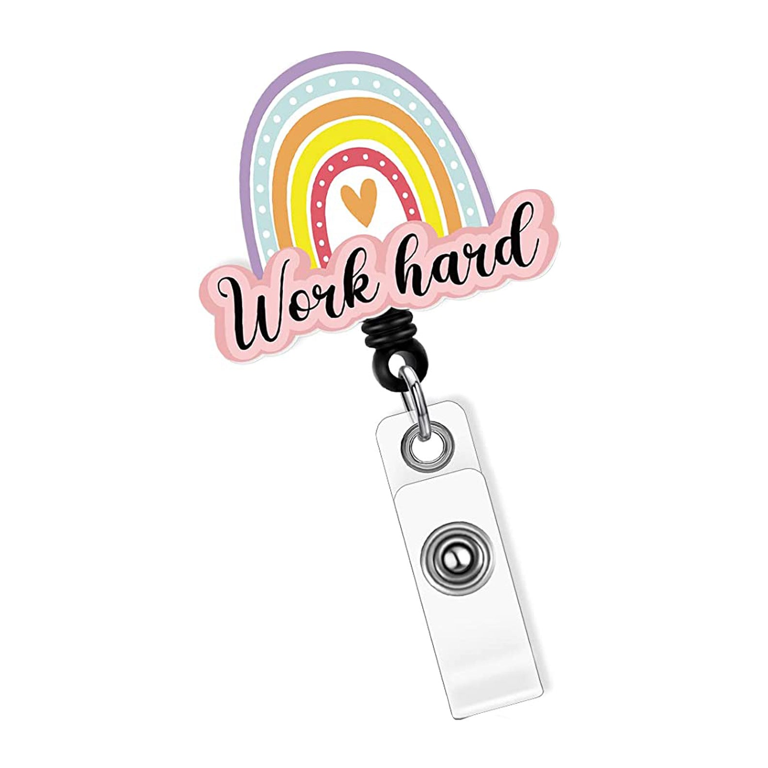 Wholesale Badge Reels Acrylic Rainbow Easy Pull Buckle Retractable Keychain