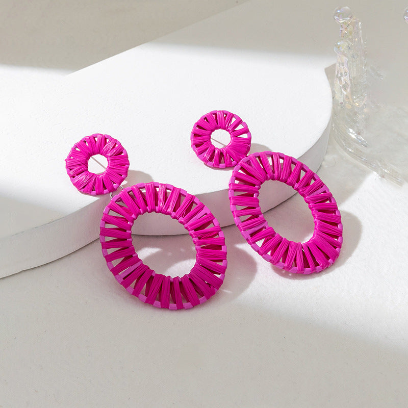 Wholesale Colorful Raffia Alloy Earrings
