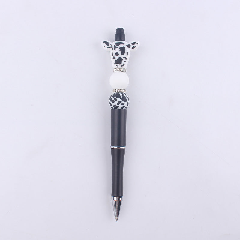 Wholesale Cartoon Cow Head Cow Pattern Silicone Bead Pen